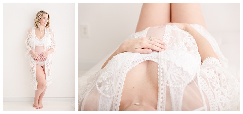 maternity client posing for maternity boudoir photos 
