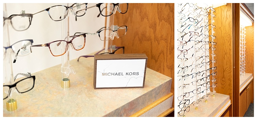michael kohrs frames on display in waterloo IA eye doctor's office